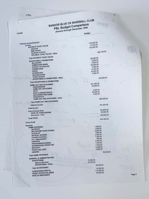 Annotated 1996 P&L Statement